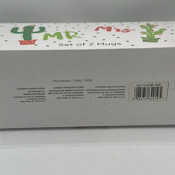 Mr. and Mrs. set of two stoneware cactus Christmas mugs - Picture 6 of 6